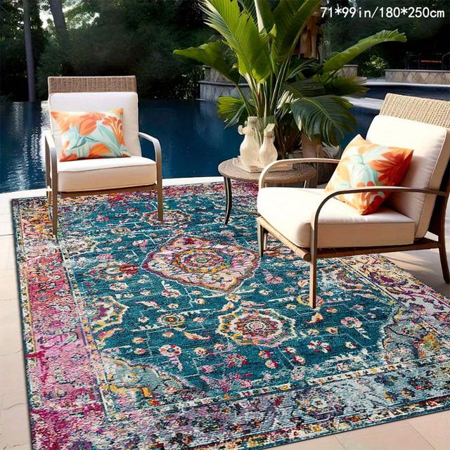 TEMU . Außenmatte mit Vintage-Muster, Geeignet für Terrasse, Camping, Balkon, Maschinenwaschbar, Innen- und Außenmatte