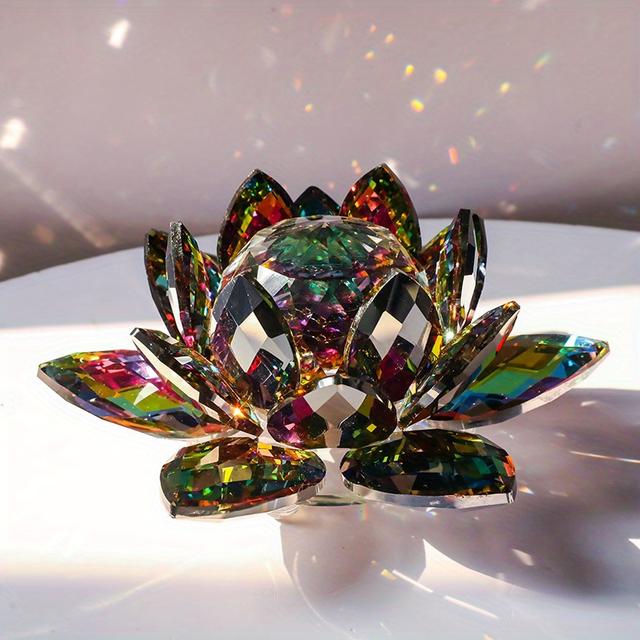 TEMU Handcrafted Glass Lotus Flower Decorative Holder, , Non-electric, Featherless, Elegant Tabletop Accent For Decor