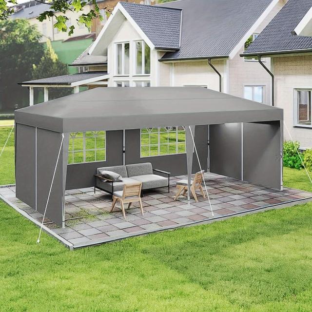 TEMU Faltbarer Pavillon 3x6m Gartenpavillon mit 4 Seitenwänden Tragetasche Klappzelt UV-Schutz