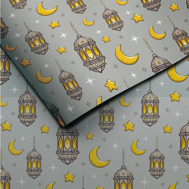 TEMU Ramadan Gift Wrap Paper Roll - Eid Al-fitr & Eid Wrapping Paper With , Star, Festival Celebration Supplies For Holiday Gifts.