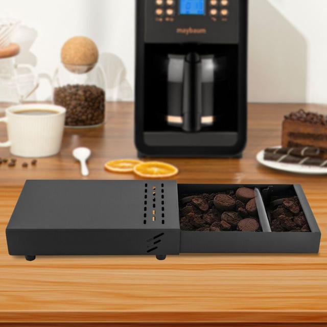 TEMU Commercial Coffee Under Grinder Box Drawer Espresso Waste Box Black