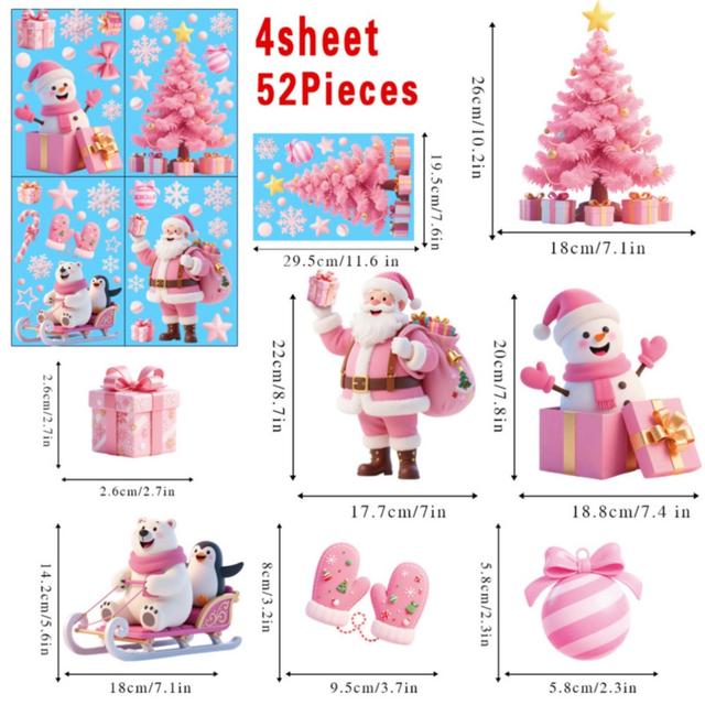 TEMU Christmas Decorative Stickers For Windows Party & Holiday Decor Static Cling Window Decals