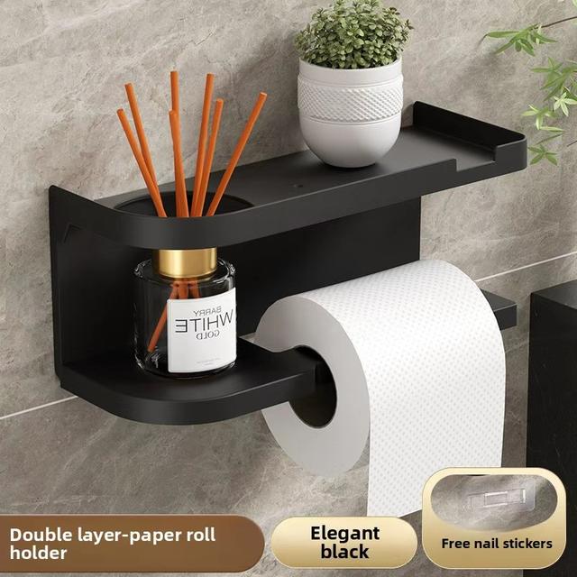 TEMU A Self-adhesive Wall-mounted Toilet Paper Holder, Bathroom Shelf, | Modern Bathroom Decor | Suitable For Environments, Bathroom Storage And Organization