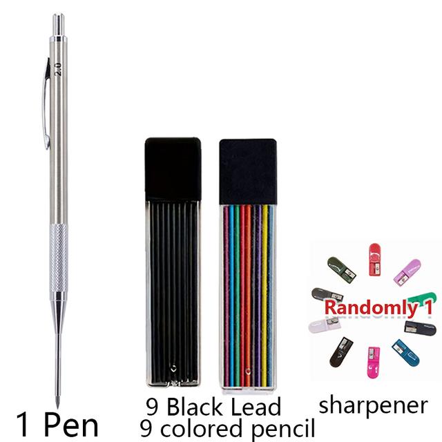TEMU Precision 2.0mm Carpenter Marking Pencil Set -1 Pen+18 Pen Cores+sharpener, Perfect For Deep Hole Layout And Fine Line Marking In Woodworking, Diy, And Construction