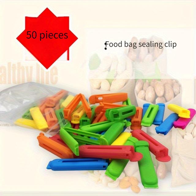 TEMU 50pcs Colorful 2.76" Pp Plastic Food Bag Clips - Freshness Seal Protectors, Snack & Kitchen Use, Moisture-proof & , Chip Clips For Food Bags