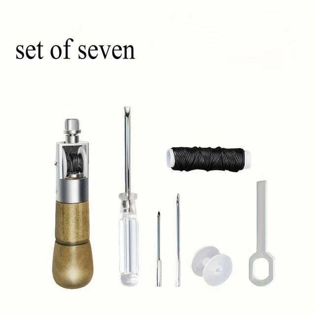 TEMU 7pcs Professional Sewing Set - Premium Crafting, Furniture And Leather Tools - With Different Needles, User-friendly Precision Stitching Design
