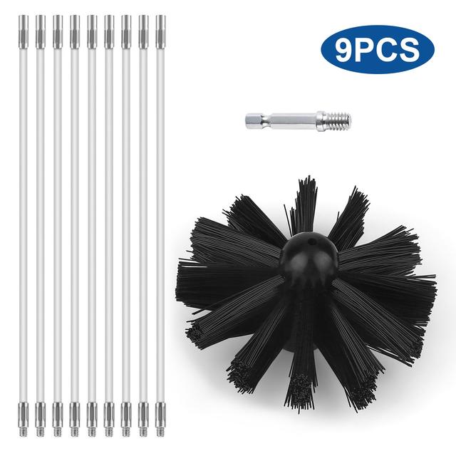 TEMU 6/9pcs Dryer Vent Cleaning Brush Kit, Chimney Sweeping Set With Flexible Nylon Rods, Detachable Cleaning Poles, Suitable For Fireplaces, Dryer Exhaust Ducts, Sewage Pipes, And Range Hoods