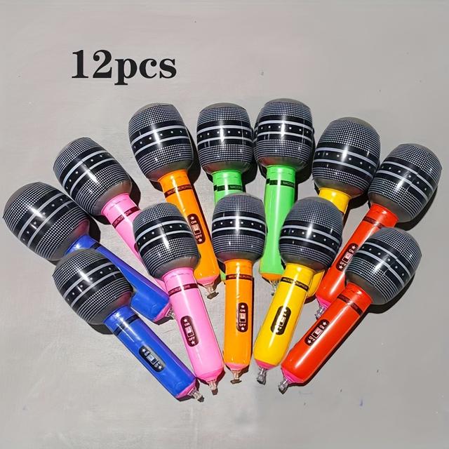 TEMU Set Of 12 Inflatable Microphones - , No Power Required, No Feathers, Suitable For Christmas, Halloween, Hanukkah, Thanksgiving, Birthday Parties, And Concert Celebrations
