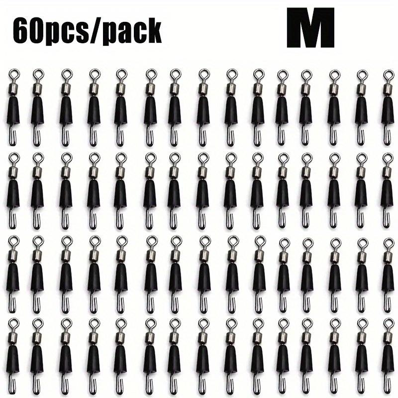 TEMU 60pcs Of Fishing Accessory Connectors - Ball Bearing Swivels, Solid Rings, Quick Link Connectors For Fishing Hooks, And Bait Clips Designed For Efficient Carp Fishing Techniques
