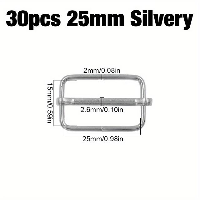 TEMU 30pcs 15-50mm Core-pulling Smooth Sliding Square Adjustable Buckles, Backpack Buckles, Clothing Buckles, Luggage Buckles