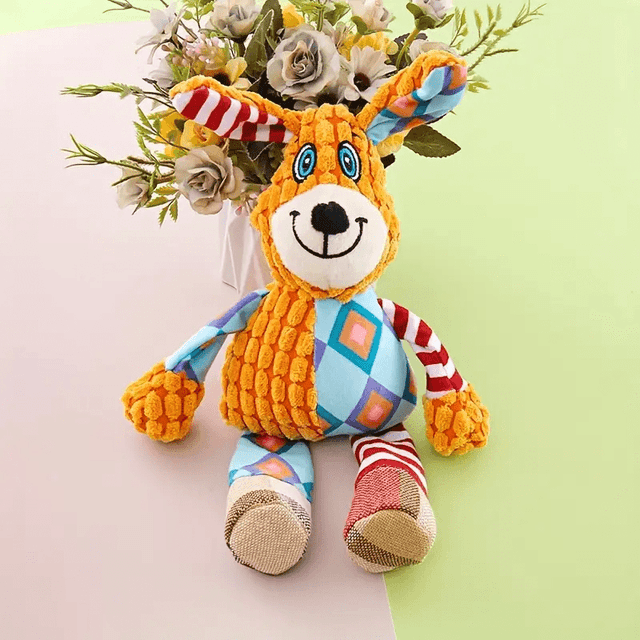 TEMU Chew-proof Medium Dog Toy With Teeth Cleaning - Durable Squeaky Plush & Reinforced | Interactive Chewing And Play, Durable Dog Toy