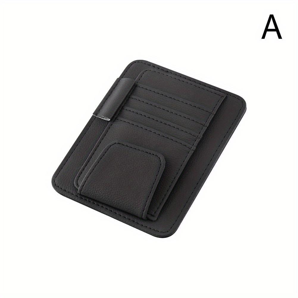 TEMU Car Sun Visor Storage Card Holder Clip Multi-pocket Faux Leather Bag Card Glasses Change Storage Organization