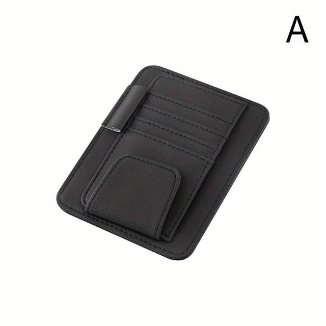 TEMU Car Sun Visor Storage Card Holder Clip Multi-pocket Faux Leather Bag Card Glasses Change Storage Organization