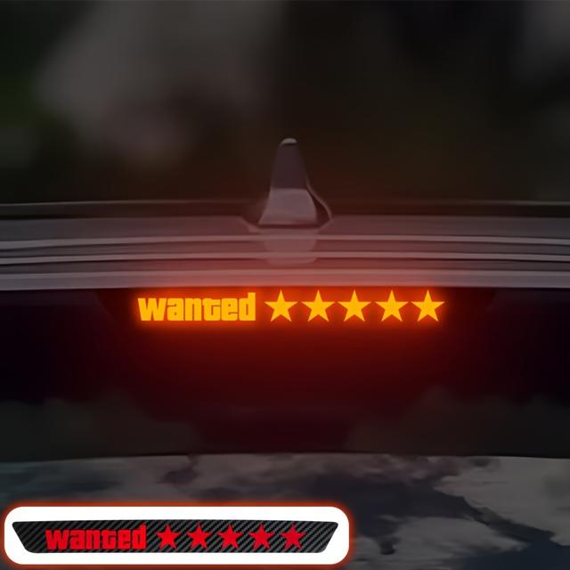 TEMU 1pc Car Carbon Fiber Black Pattern High Brake Light Sticker, Improved Cute Cartoon Projection Light Sticker, Transparent Movie Night Decorative Sticker, Enhances Rear Appearance