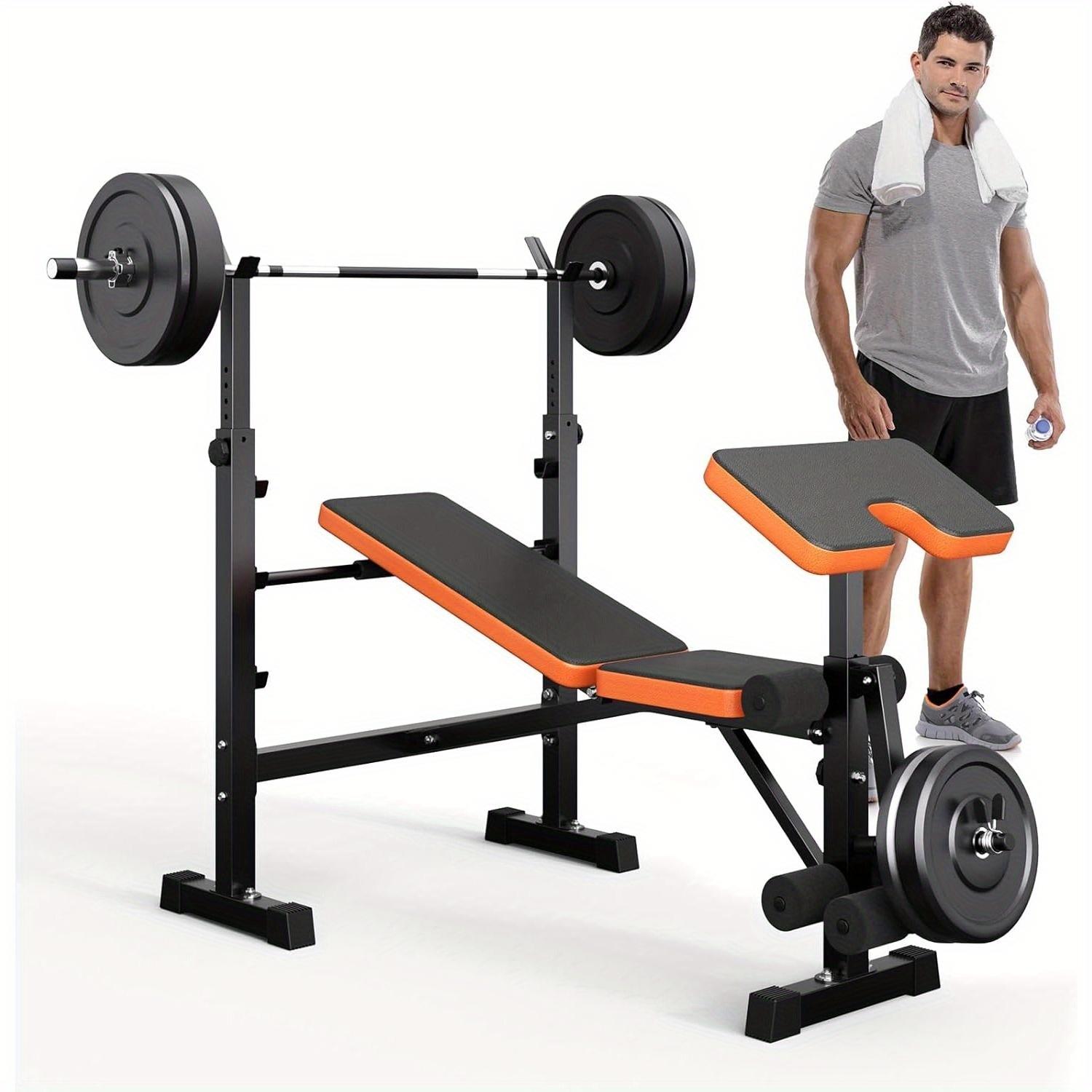 TEMU Panca da Palestra 6 in 1 Regolabile, Capacità 660 LBS con Rack per Squat, Panca Pieghevole per Home Gym, Inclinazione/Decadenza e