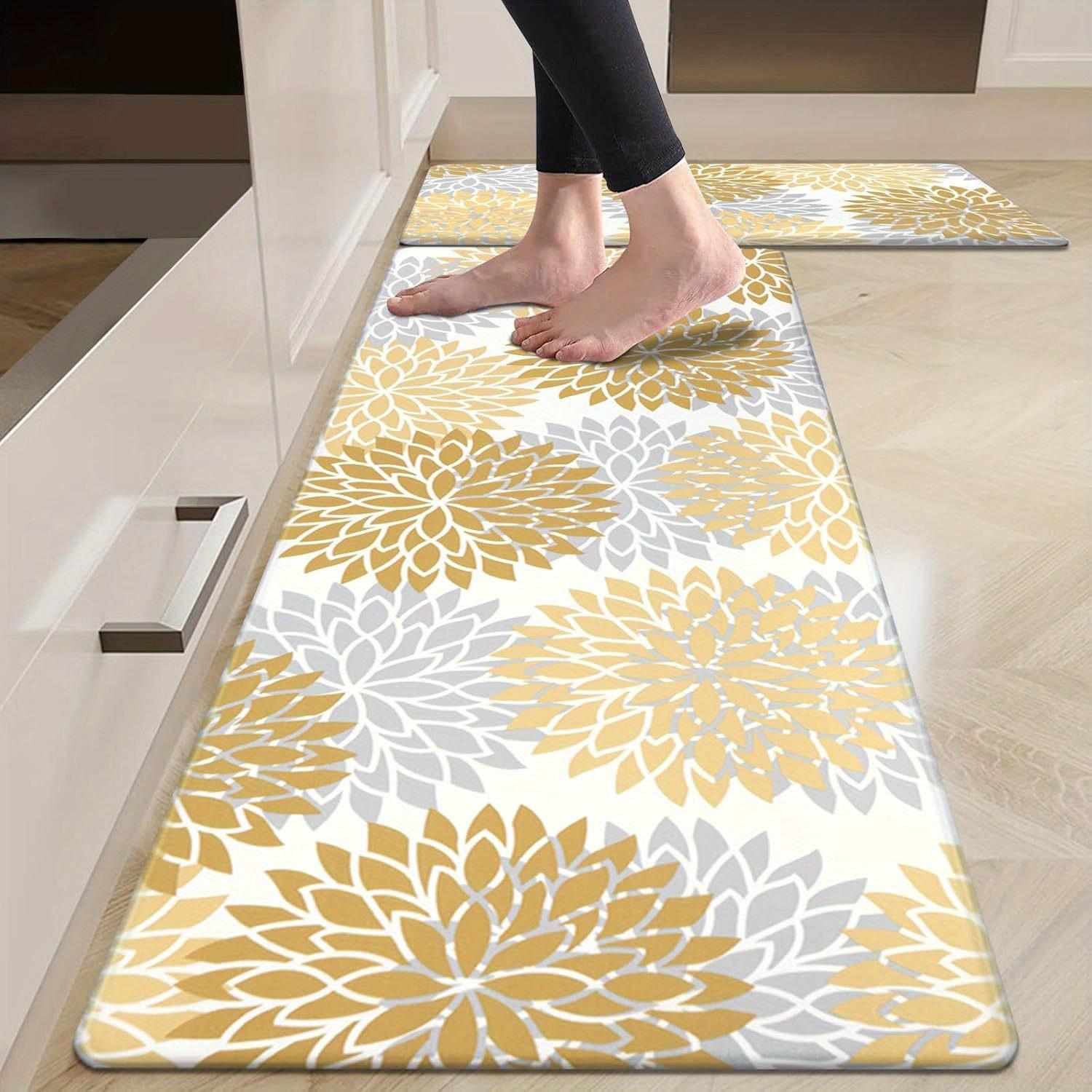 TEMU Two-piece Kitchen Rug Sets Featuring Non-slip Mats Designed For , Suitable For Use In Kitchens, Offices, Sinks, And Laundry Areas, Measuring 17"x48" And 17"x28"