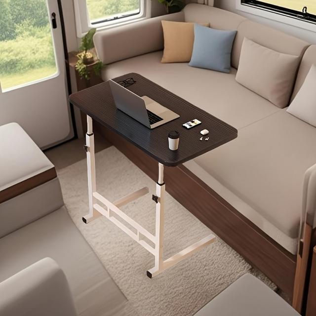 TEMU 1台 高さ調節可能なマルチファンクショナルテーブル - ホワイトフレーム＆ブラックデスク、簡単組み立て、収納ラック付き、RV・自宅・寮に最適、折りたたみ式ポータブルテーブル