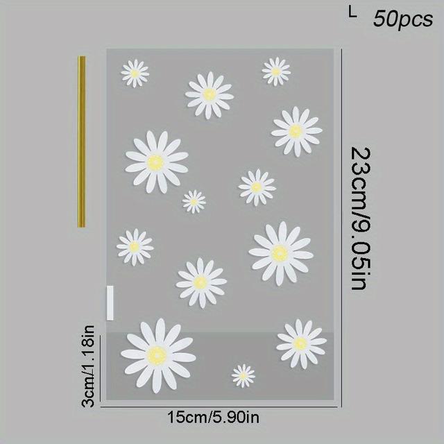 TEMU 50/100 Stück, Gänseblümchen-Beutel, Transparente Blumenverpackungsbeutel, Ideal für Hochzeits-, Geburtstagsfeier-DIY-Geschenkverpackung, Partyzubehör, Festliche Verpackungen