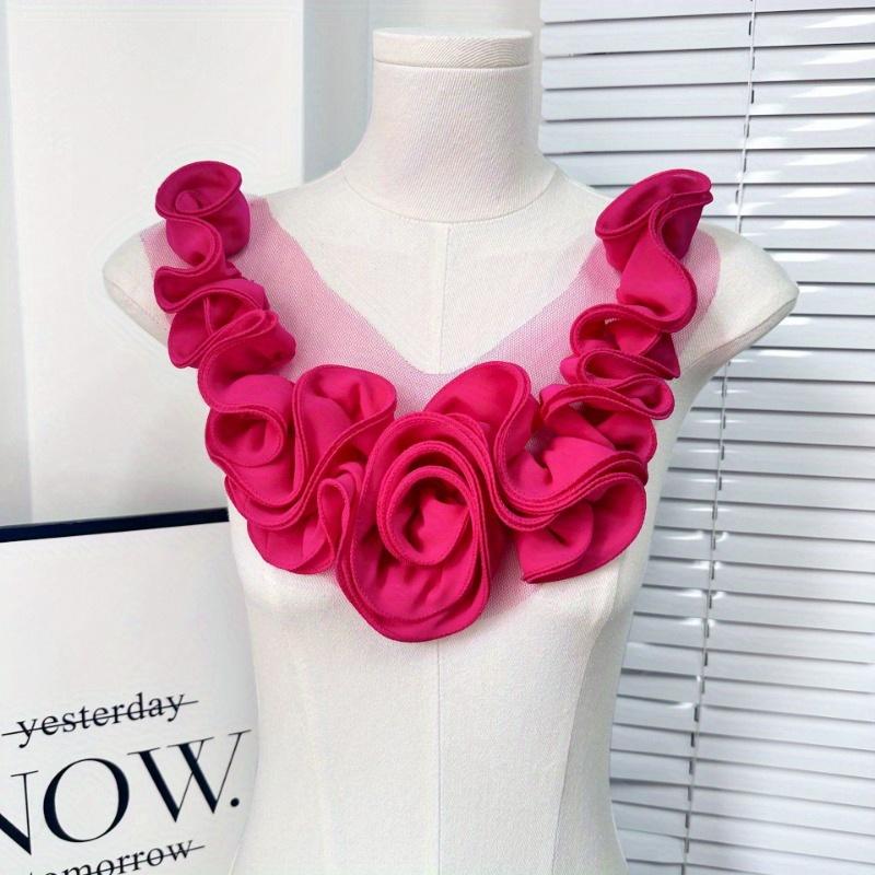 TEMU 3d Hot-selling Handmade Applique Diy Pleated Floral Fabric Flower Dress Dance Gown Decorative Accessory