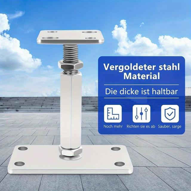 TEMU Quadratischer Verstellbarer Posthalter 80x80mm M20-Schraubenanschluss, Höhenbereich 140-200mm