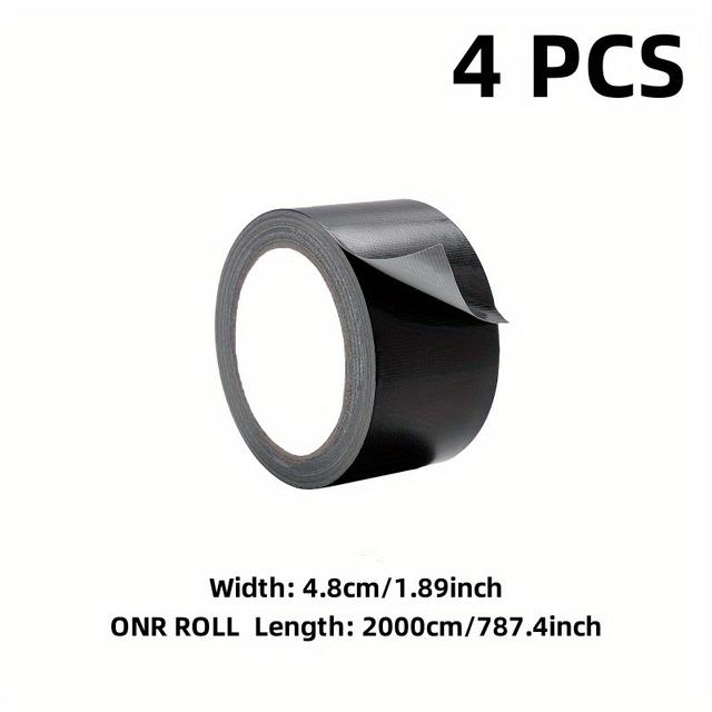 TEMU Set Of 4 Heavy-duty Duct Tapes, , Flexible, Residue-free, Manual Waterproof And Tear-resistant, Versatile For Indoor And Outdoor Repairs (black)
