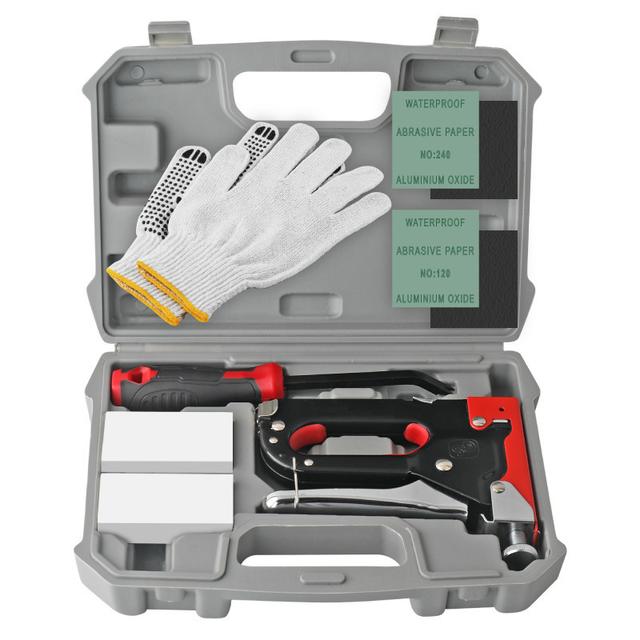 TEMU Heavy-duty 3-in-1 Staple Kit With 1200 , Puller, Gloves & Polishing Paper - Ideal For Diy Projects, Woodworking, Upholstery & Carpentry