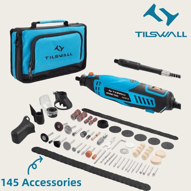 TEMU Outil multifonction Tilswall 160W avec 6 vitesses 8000-33000 tr/min, ensemble pour , perçage, coupe, meulage et polissage (145 accessoires )