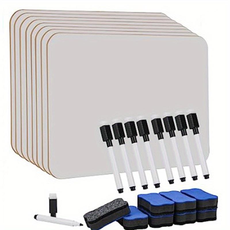 TEMU 8pcs A4 Whiteboard, Mini Whiteboard Doppelseitiges kleines Whiteboard mit 8 Radiergummis und 8 Stiften zum Zeichnen und Schreiben für Klassenzimmer, Häuser und Büros
