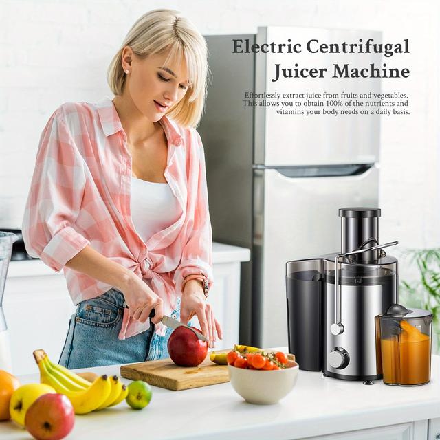 TEMU Appareils à jus, de 800W pour fruits et légumes entiers, extraction rapide avec nettoyage facile, entrée de jus large de 75MM, options de double vitesse et base antidérapante