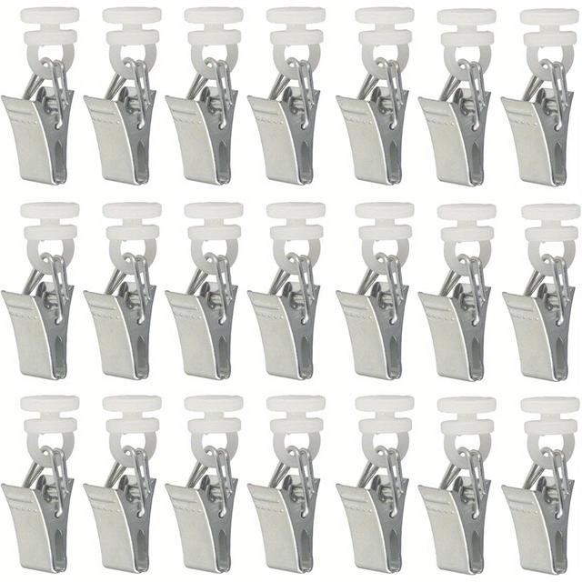 TEMU 100 Pinces à Rideaux avec Rouleau pour Rails de Rideaux, Rideaux de Douche et Draperies de Porte - Métal Argenté