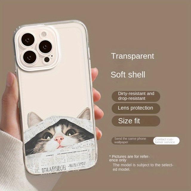 TEMU เคสโทรศัพท์ Pro Max ที่มีแมวหนังสือพิมพ์น่ารักและสร้างสรรค์ คู่รักพร้อมเลนส์เดียวกัน ป้องกันการตกหล่น และรอยขีดข่วน คุณภาพสูง สำหรับผู้ชายและผู้หญิง