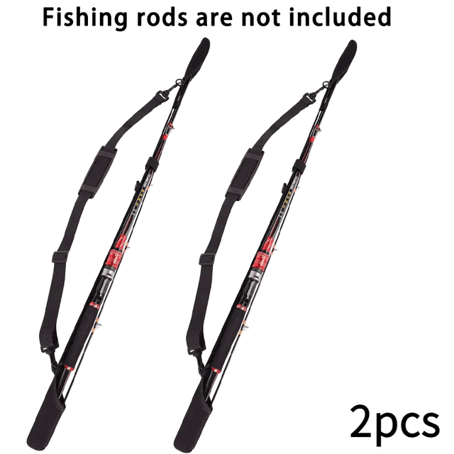 TEMU 2개 조절식 낚싯대 스트랩 (고정 밴드 포함) - 내구성이 뛰어난 PC 소재, 휴대용 야외 낚시 보관 가방, 블랙, 낚시꾼에게 적합, 안전한 낚싯대 홀더 | 조절식 스트랩 디자인 | 내구성 좋은 낚시 장비, 낚싯대 홀더