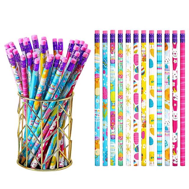 TEMU 36-pack Rose Red Eraser Wooden Pencils | Rabbit Easter Colorful Novelty Pencils, Suitable For Easter Parties, Valentine's Day Parties, Holiday Gifts, Office Teacher Supplies, Writing Supplies