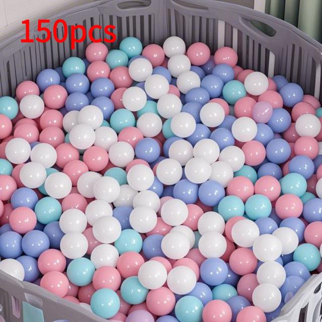 TEMU Lot de 150 Balles pour Piscine Océanique - Balles en Plastique PE de 2.17" en Blanc, Rose, Vert, Bleu - Parfait pour le Jeu et la Croissance des Jeunes