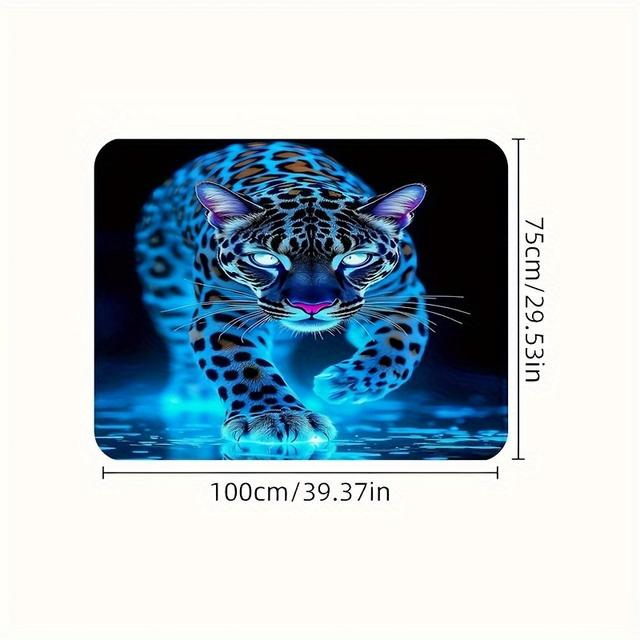 TEMU 1 stuk, Dieren Thema Blauwe Cheetah Print Polyester Kofferbakmat - Stofvrij, Duurzaam, Auto Bagagemat, Kofferbakmat