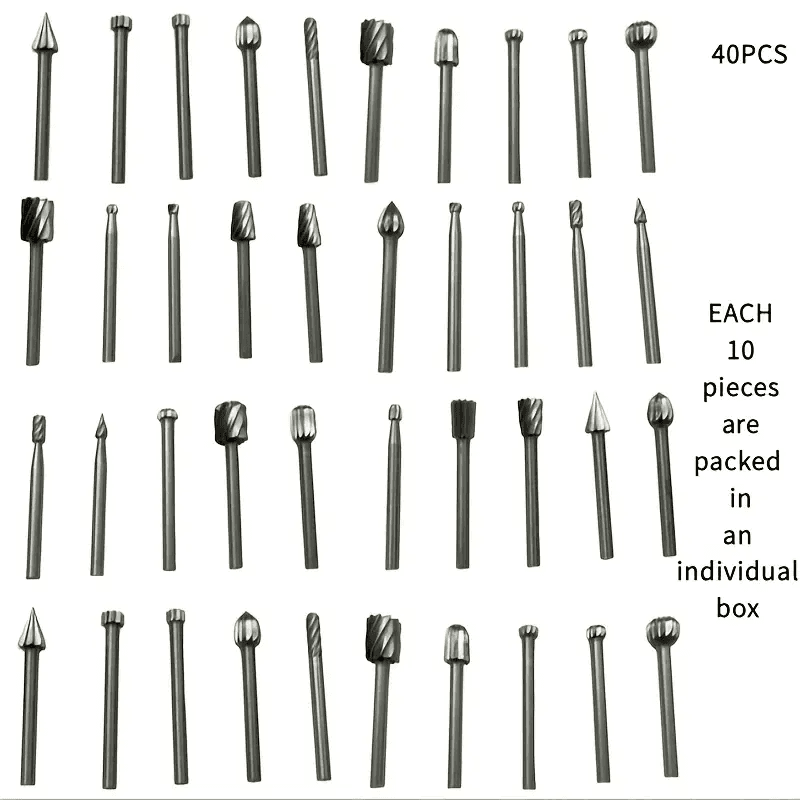TEMU Steel Rotary Burr Set, Engraving Milling Head, Durable Woodworking And Grinding Milling Cutter, Suitable For Woodworking, Metal Drilling, Engraving, And Polishing, Woodworking File