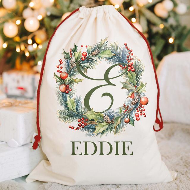 TEMU Personalized Polyester With Custom Name - Festive Christmas Gift Bag For Holiday Occasions, Christmas Bags