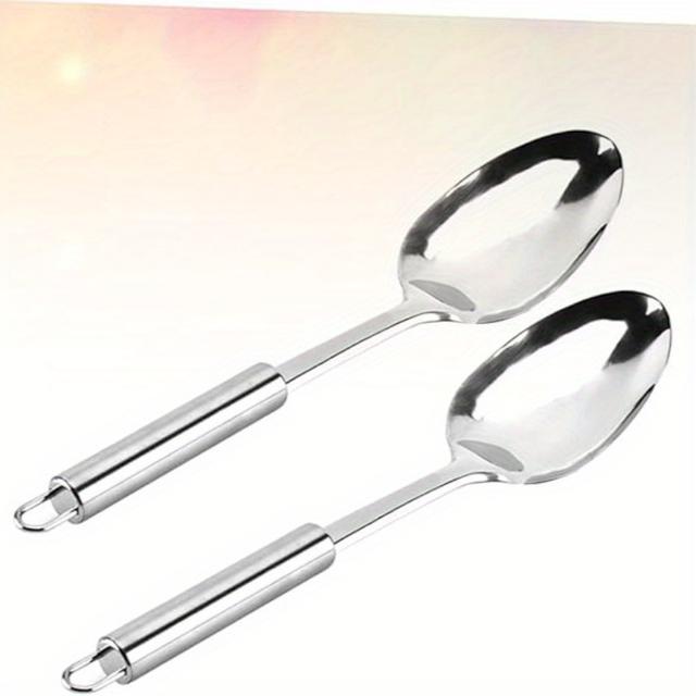 TEMU Stainless Steel Cooking Spoon With Heat-resistant Handle - Serving And Cooking, Ideal For Home And Restaurant Kitchens, Kitchen Essentials|sleek Kitchenware|durable Kitchen Tool