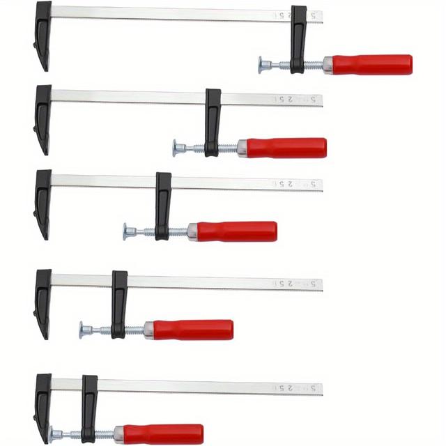 TEMU A Set Of 5 Adjustable Rod Clamp, Hand Clamp, Woodworking Clamp 50*250mm, Screw Clamp, Woodworking Clamp