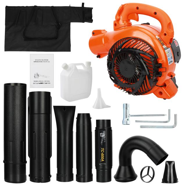 TEMU 2 Stroke Handheld Leaf Blower, Gas Powered Leaf Blower (blowing And Suction) Cleaner With Straight And Curved Blow Pipe, For Cleaning Leaf Road Snow, Orange