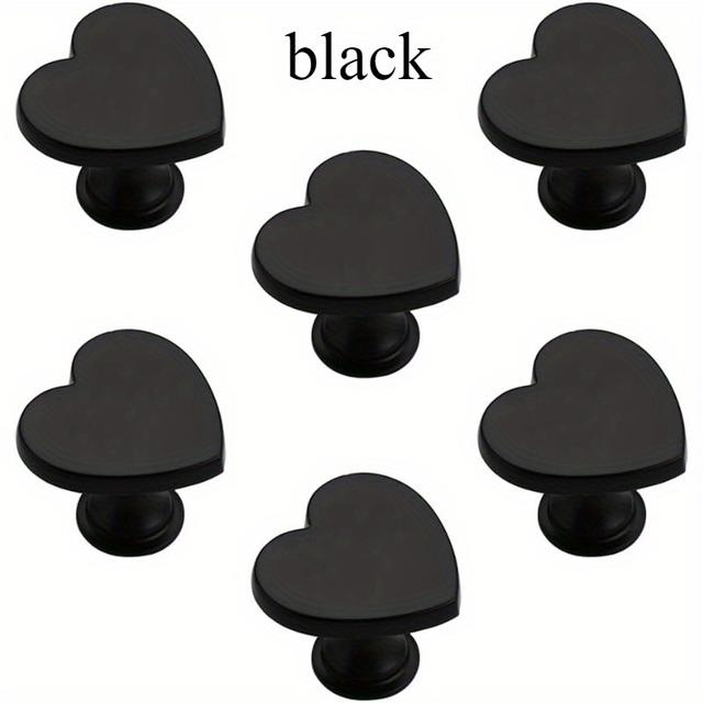 TEMU 6er-Set Herzgriff, Schwarz, Einloch für Möbeltüren, Schubladen, Schränke, Kleiderschränke und Weinschränke