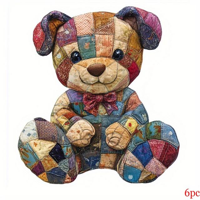 TEMU 6pcs Vibrant Teddy Bear Iron-on Transfers For T-shirts, Jeans, Sweatshirts, And Backpacks - & Washable, Assorted Colors & Patterns, Clothing Decoration| Design|, Bear Deco