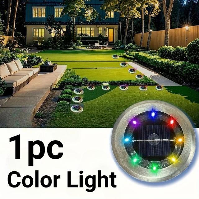 TEMU 8 Led Solar Ground Light, Outdoor Landscape Light With Automatic , Light Sensor, 8- Working Time, Portable Installation, Suitable For Yards, Gardens, , Decks, Lawns