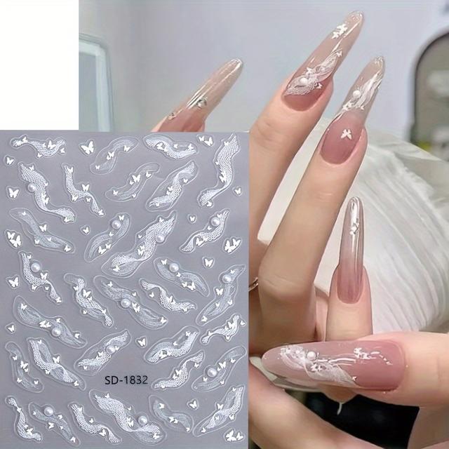 TEMU 1 db 5D dombornyomott csipke körömmatrica önragasztó szalag körömmatricák nőknek