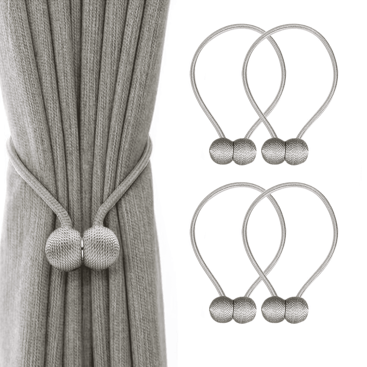 TEMU Sada 4 elegantních a moderních magnetických držáků záclon, ideální pro upevnění záclon. Skvělé pro vylepšení dekoru kanceláří, ložnic a obývacích pokojů.