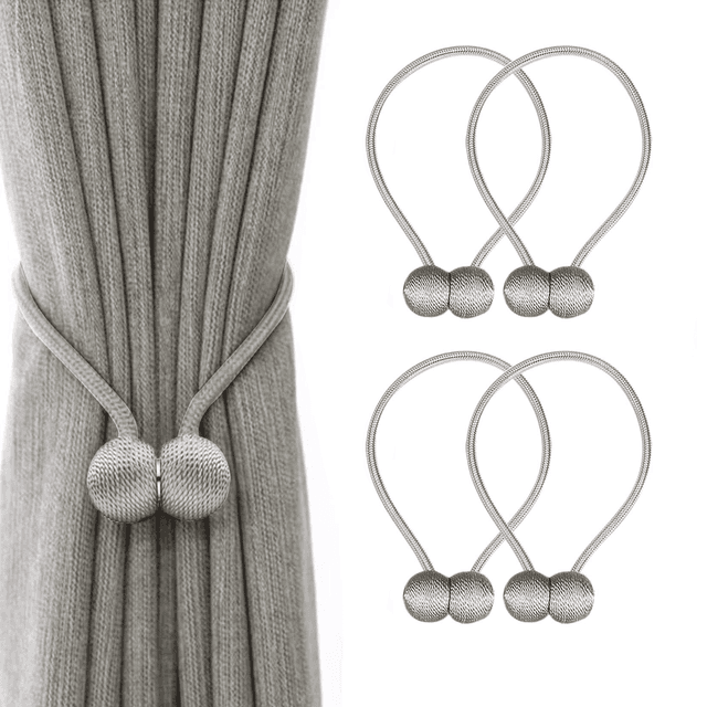 TEMU Sada 4 elegantních a moderních magnetických držáků záclon, ideální pro upevnění záclon. Skvělé pro vylepšení dekoru kanceláří, ložnic a obývacích pokojů.
