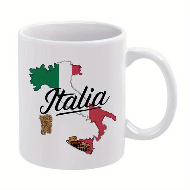 TEMU 1pc Italian Flag Pasta & Ceramic Mug, 11oz - Humorous Coffee Cup With Vibrant , Beverages, Birthdays & Holidays, Reusable Drinkware, Beverage Mug | Mug | Ceramic Coffee Cup, Coffee Mug
