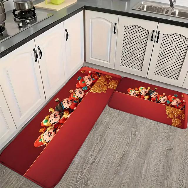 TEMU Red Unlocks The Door To Find The Of Along With Of Clouds On Kitchen Mats That Are Non-slip And Ideal For Various Areas Like Kitchens, , Dining Rooms