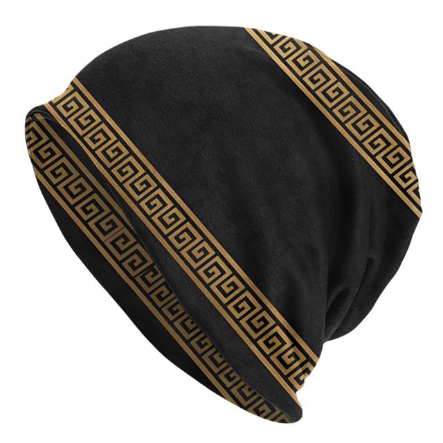 TEMU Men' & Women' Retro Greek Bonnet - Ancient Greek Key & Greek Letter Patterns, Lightweight Fabric Skull Suitable For Men Women, Casual Wear, Themed Events & Greek Parties