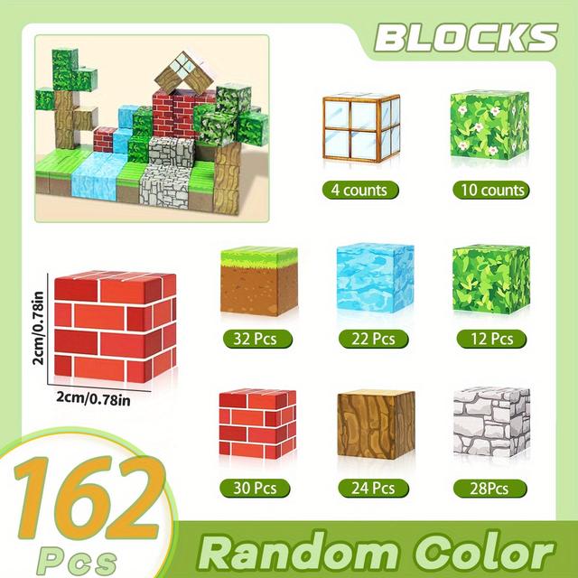 TEMU 126/146/162pcs Kids' Magnetic Toy Set Stem Educational Building Toys, Creative Birthday And Christmas Gifts For Teenagers Aged 3 And Above, With Bright Colors And Interesting Designs